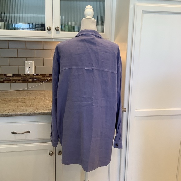 Kiko Linen Purple Button-Up Shirt Size Large Tunic Button Up - Picture 4 of 9